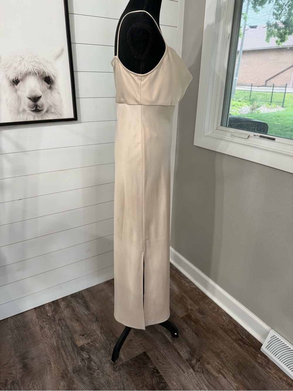 BHLDN Cali Satin Charmeuse Midi Dress Size 10 Oyster Slip Dress - Picture 5 of 8